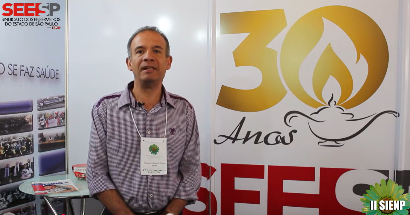 Diretor do SEESP, Péricles Batista, fala durante o Simpósio Internacional de Estomaterapia do Noroeste Paulista (SIENP) 2016 realizado em São José do Rio Preto