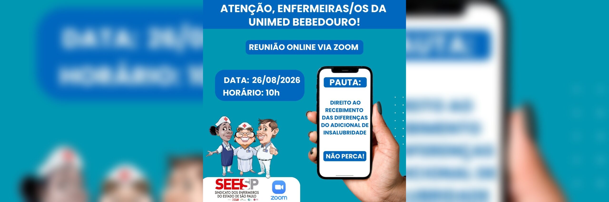 SEESP convoca Enfermeiras(os) que atuaram na Unimed Bebedouro durante a pandemia para assembleia online